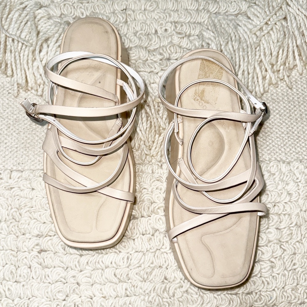 RAG & BONE cream leather Logan platform strappy ankle wrap sandals 36